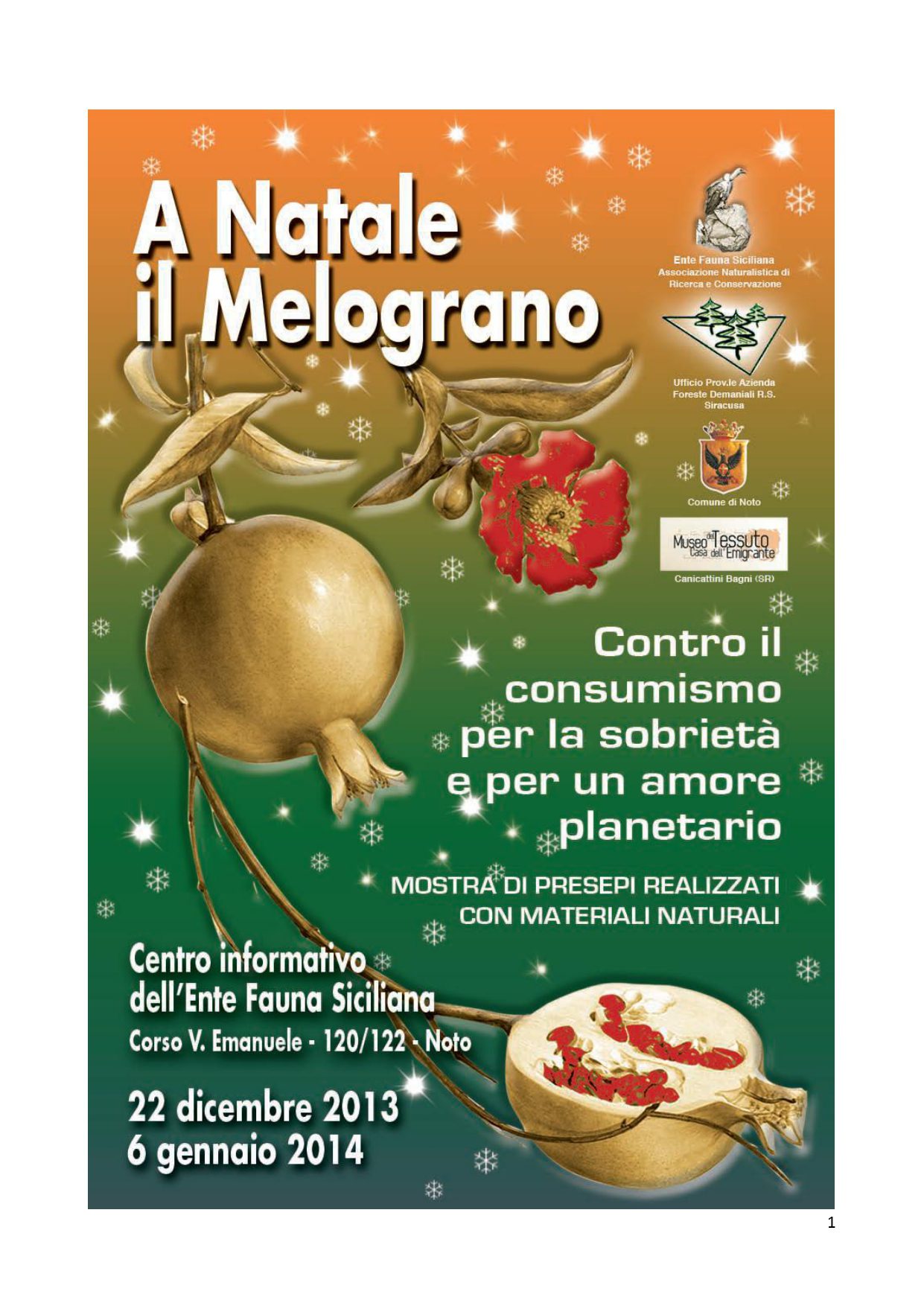 "A Natale il Melograno" Mostra di presepi realizzati con materiali naturali 2013
