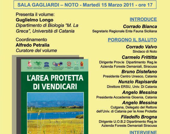 15-03-2011: Noto, Sala Gagliardi Presentazione del volume: "L'Area Protetta di Vendicari".